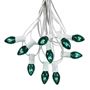 Picture of C7 25 Light String Set with Green Twinkle Bulbs on White Wire