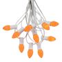Picture of 100 C7 String Light Set with Orange Ceramic Bulbs on White Wire