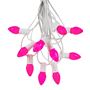 Picture of 25 Light String Set with Pink Ceramic C7 Bulbs on White Wire