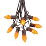 Picture of 25 Light String Set with Amber/Orange LED C7 Bulbs on Brown Wire