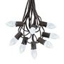 Picture of 25 Light String Set with Pure White LED C7 Bulbs on Brown Wire