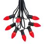 Picture of 25 Light String Set with Red LED C7 Bulbs on Black Wire