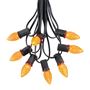 Picture of 25 Light String Set with Amber/Orange LED C7 Bulbs on Black Wire