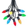Picture of 25 Light String Set with Multi Colored LED C7 Bulbs on Black Wire
