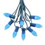 Picture of 25 Light String Set with Blue LED C7 Bulbs on Green Wire