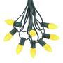 Picture of 25 Light String Set with Yellow/Gold LED C7 Bulbs on Green Wire