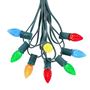 Picture of 25 Light String Set with Multi LED C7 Bulbs on Green Wire