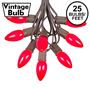 Picture of C9 25 Light String Set with Ceramic Red Bulbs on Brown Wire