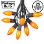 Picture of C9 25 Light String Set with Ceramic Orange Bulbs on Black Wire