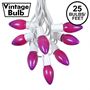 Picture of C9 25 Light String Set with Ceramic Purple Bulbs on White Wire