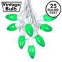 Picture of C9 25 Light String Set with Ceramic Green Bulbs on White Wire