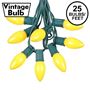 Picture of C9 25 Light String Set with Ceramic Yellow Bulbs on Green Wire