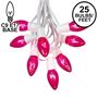 Picture of C9 25 Light String Set with Pink Bulbs on White Wire