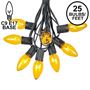 Picture of C9 25 Light String Set with Yellow Bulbs on Black Wire
