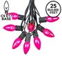 Picture of C9 25 Light String Set with Pink Bulbs on Black Wire