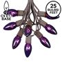 Picture of C9 25 Light String Set with Purple Bulbs on Brown Wire