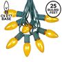 Picture of C9 25 Light String Set with Yellow Bulbs on Green Wire