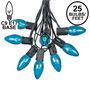 Picture of C9 25 Light String Set with Teal Bulbs on Black Wire