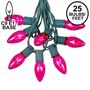 Picture of C9 25 Light String Set with Pink Bulbs on Green Wire