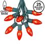 Picture of C9 25 Light String Set with Orange Bulbs on Green Wire