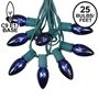 Picture of C9 25 Light String Set with Blue Bulbs on Green Wire