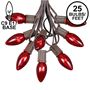 Picture of 25 Twinkling C9 Christmas Light Set - Red - Brown Wire