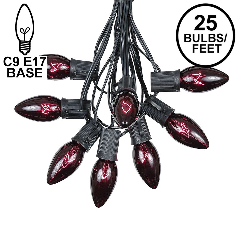 Picture of 25 Twinkling C9 Christmas Light Set - Black Light Purple - Black Wire