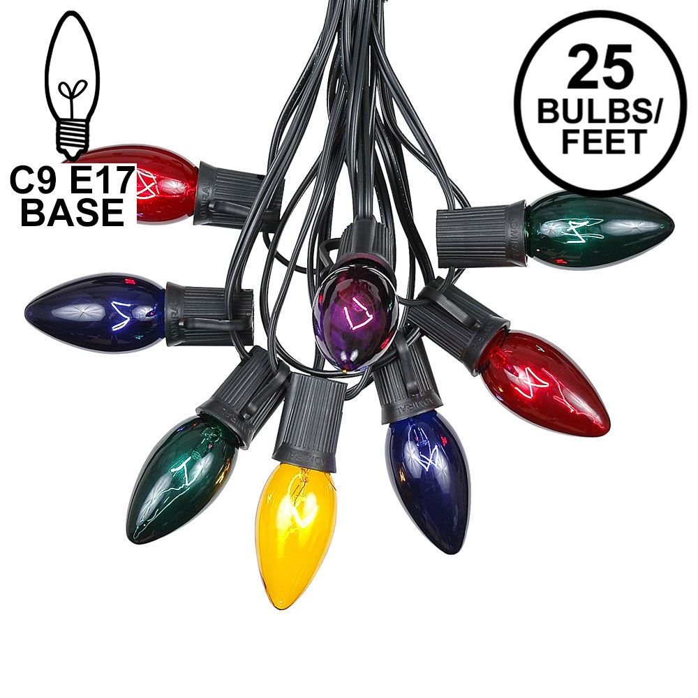 Picture of 25 Twinkling C9 Christmas Light Set - Multi - Black Wire
