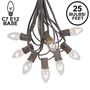 Picture of C7 25 Light String Set with Clear Twinkle Bulbs on Brown Wire