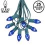 Picture of C7 25 Light String Set with Blue Twinkle Bulbs on Green Wire
