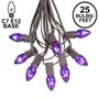 Picture of C7 25 Light String Set with Purple Twinkle Bulbs on Brown Wire