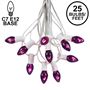Picture of C7 25 Light String Set with Purple Twinkle Bulbs on White Wire