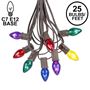 Picture of 25 Light String Set with Assorted Transparent C7 Bulbs on Brown Wire 