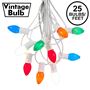 Picture of 25 Light String Set with Multi Ceramic C7 Bulbs on White Wire