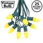Picture of 25 Light String Set with Yellow Ceramic C7 Bulbs on Green Wire