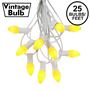 Picture of 25 Light String Set with Yellow Ceramic C7 Bulbs on White Wire