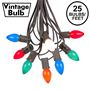 Picture of 25 Light String Set with Assorted Ceramic C7 Bulbs on Brown Wire