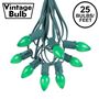 Picture of 25 Light String Set with Green Ceramic C7 Bulbs on Green Wire