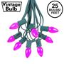 Picture of 25 Light String Set with Purple Ceramic C7 Bulbs on Green Wire