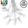 Picture of 25 Light String Set with Pure White LED C7 Bulbs on White Wire