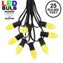 Picture of 25 Light String Set with Yellow LED C7 Bulbs on Black Wire