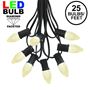 Picture of 25 Light String Set with Warm White LED C7 Bulbs on Black Wire
