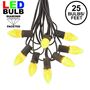 Picture of 25 Light String Set with Yellow LED C7 Bulbs on Brown Wire