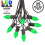Picture of 25 Light String Set with Green LED C7 Bulbs on Brown Wire