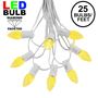 Picture of 25 Light String Set with Yellow/Gold LED C7 Bulbs on White Wire