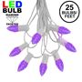 Picture of 25 Light String Set with Purple LED C7 Bulbs on White Wire