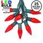 Picture of 25 Light String Set with Red LED C9 Bulbs on Green Wire