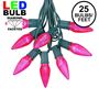 Picture of 25 Light String Set with Pink LED C9 Bulbs on Green Wire