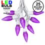 Picture of 25 Light String Set with Purple LED C9 Bulbs on White Wire