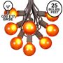 Picture of 25 G50 Globe Light String Set with Orange Bulbs on Brown Wire